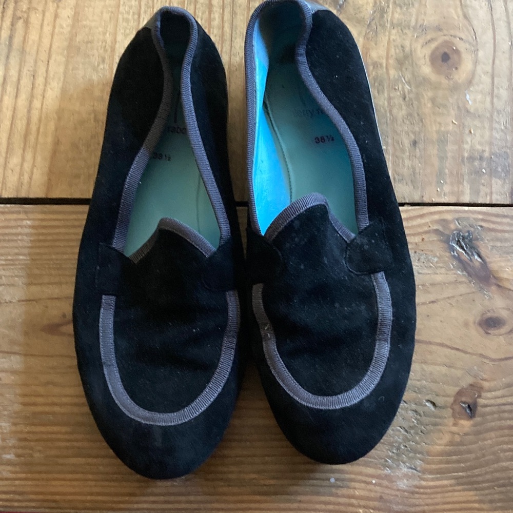 Thierry Rabotin Black Suede my Shoes with Gray Edging. 38.5